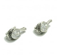 E000532  Stylish Sterling Silver Earrings With cz 8x10mm 925